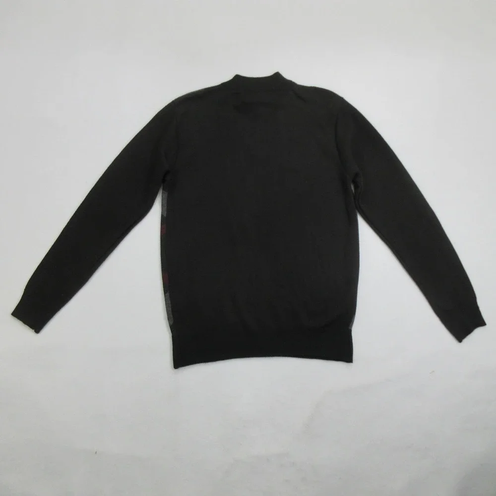 Studio by Omega Sweater M Pullover Quarter Zip Mock Neck Black Plaid Check